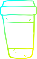 cold gradient line drawing of a cartoon coffee cup png