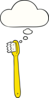 dessin animé brosse à dents avec pensée bulle png