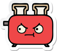 sticker of a cute cartoon of a toaster png