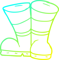 cold gradient line drawing of a wellington boots cartoon png