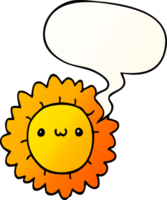 cartoon flower with speech bubble in smooth gradient style png