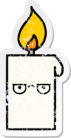 distressed sticker of a cute cartoon lit candle png