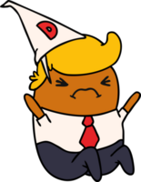 Hand drawn cartoon kawaii man in dunce hat png