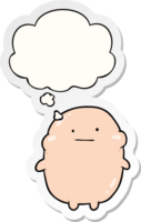 cartoon human with thought bubble as a printed sticker png