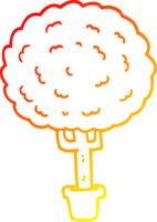 warm gradient line drawing of a cartoon tree png