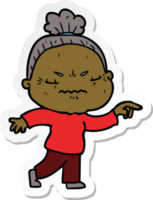 sticker van een cartoon geïrriteerde oude dame png