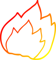 warm Gradient Linie Zeichnung von ein Karikatur Feuer png