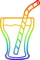 rainbow gradient line drawing of a glass of cola png