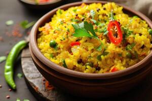 ai generado khichdi o khichri es un plato en sur asiático cocina hecho de arroz y lentejas con numeroso variaciones. generativo ai foto