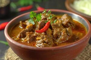 AI generated Discover the Richness, Aromatic Goat Curry Delight Gulai kambing. generative ai photo