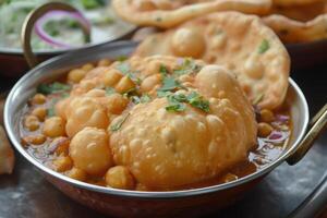 AI generated North Indian Delights, Indulge in the Irresistible Chole Bhature. generative ai photo