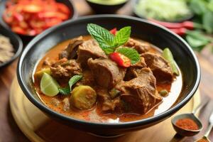 AI generated Discover the Richness, Aromatic Goat Curry Delight Gulai kambing. generative ai photo