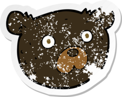 retro distressed sticker of a cartoon black bear png