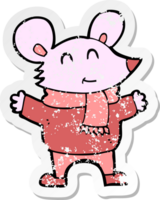 retro distressed sticker of a cartoon mouse png