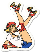 sticker of tattoo in traditional style of a pinup roller derby girl png