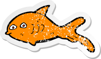 retro distressed sticker of a cartoon fish png