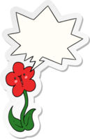 desenho animado flor com discurso bolha adesivo png