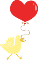 Cartoon-Vogel im flachen Farbstil mit Herzballon png