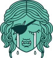 Retro Tattoo Style crying half orc rogue character face png
