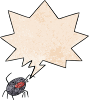 cartoon halloween spider with speech bubble in retro texture style png