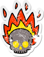 distressed sticker of a quirky hand drawn cartoon skull png