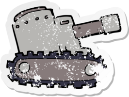 pegatina retro angustiada de un tanque del ejército de dibujos animados png