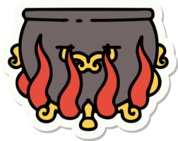 sticker of tattoo in traditional style of a lit cauldron png