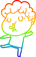 rainbow gradient line drawing of a cartoon man singing png