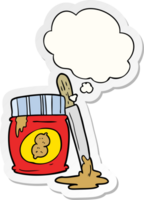 cartoon peanut butter with thought bubble as a printed sticker png