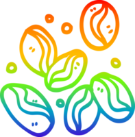 rainbow gradient line drawing of a cartoon coffee beans png