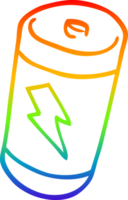 rainbow gradient line drawing of a cartoon battery png