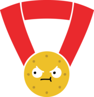 flat color retro cartoon of a gold medal png