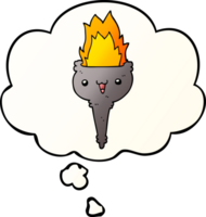 cartoon flaming chalice with thought bubble in smooth gradient style png