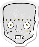 retro distressed sticker of a cartoon robot head png