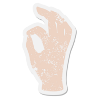 Oke hand- gebaar grunge sticker png