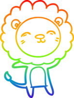 rainbow gradient line drawing of a cartoon lion png