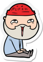 sticker of a cartoon happy bearded man png