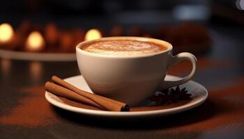 ai generado recién elaborada café en un rústico taza, Perfecto para relajación generado por ai foto
