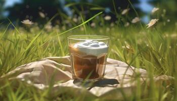 AI generated Freshness of summer nature drink, a glass of liquid refreshment generated by AI photo