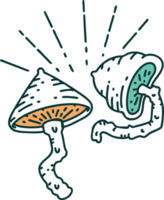 illustration of a traditional tattoo style mushrooms png