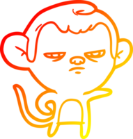 warm gradient line drawing of a cartoon monkey png