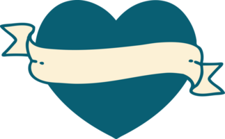 iconic tattoo style image of a heart and banner png