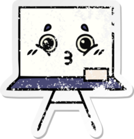 distressed sticker of a cute cartoon white board png