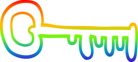 arco iris degradado línea dibujo de un dibujos animados oro llave png