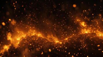 AI generated Abstract fire flames on black background. Fantasy glowing particles. 3D rendering, Detail of fire sparks isolated on black background, AI Generated video