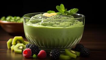 Freshness and sweetness in a healthy fruit smoothie generated by AI photo