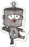 distressed sticker of a cartoon robot png