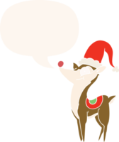 desenho animado Natal rena com discurso bolha dentro retro estilo png