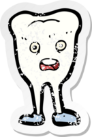 retro distressed sticker of a cartoon happy tooth png