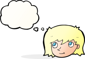 cartoon female face with thought bubble png